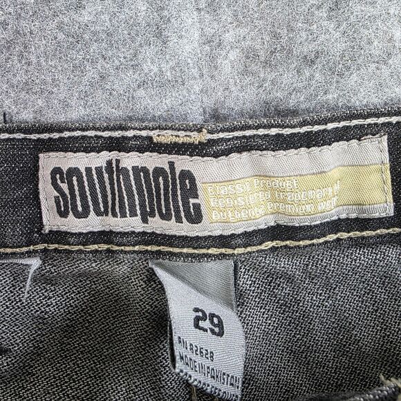 Southpole Jeans‎ Mens 29 Black Gray Baggy Denim Streetwear Patch Vintage Style - Picture 8 of 11